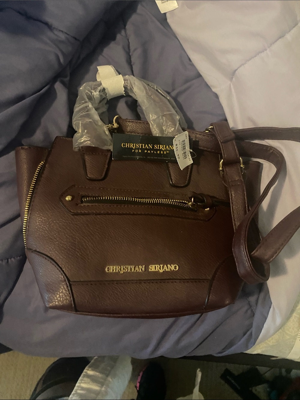 Christian Siriano maroon Leather Satchel